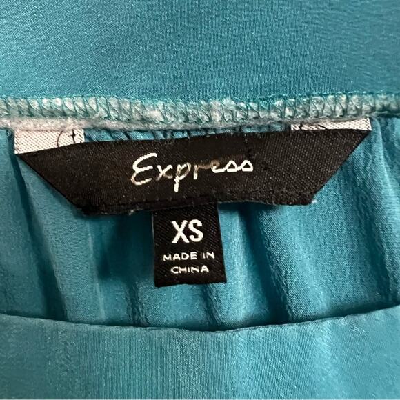 Vintage Silk Y2K Express Teal Mini Shift Dress with Square Neck EUC Size XS - Picture 7 of 8